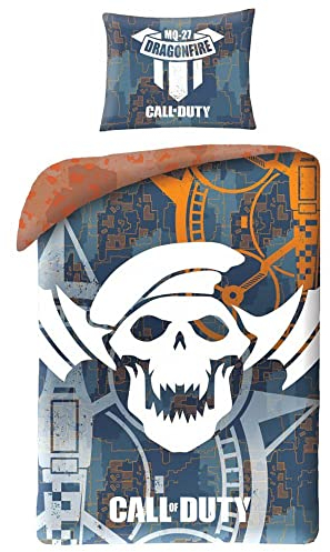 Halantex Bettwäsche Set Call of Duty Black Ops, Bettgarnitur 140x200 cm + Kissenbezug, Kinderbettwäsche + + Rucksack. 100% Baumwolle, Oeko-Tex (COD-5530BL- Grau)