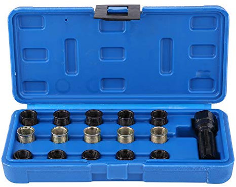 Kit de Réparation de Filetage de Bougie D'allumage 16 Pièces M14 X 1,25 Mm, Ensemble de Capuchons de Bougie D'allumage, Kit D'outils de Réparation de Filetage de Bougie D'allumage 14 Mm X 1,25 Robinet