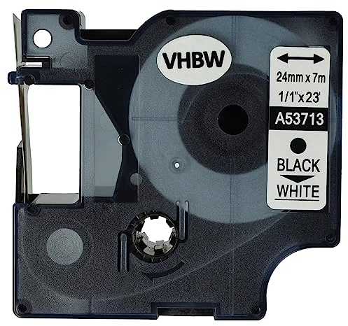 vhbw Schriftband-Kassette kompatibel mit Dymo LabelWriter Duo, Duo 400, Duo 450 Etiketten-Drucker 24mm Schwarz auf Weiß