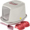 Jumbo Pink Cat Kitten Hooded Litter Tray Bundle Bowls Toilet Starter Set Kit Loo CatCentre