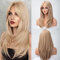 BESTUNG Lang Dark BLond Perücken Schulterlange synthetische Perücken für Frauen mit Pony 22 Zoll dunkle Wurzel Hellblonde Haarperücken für weiße Frauen Mädchen