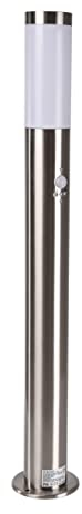 Novatool Gartenlampe I 80 cm I mit Bewegungsmelder I Edelstahl I IP44 I E27 Sockel I Gartenleuchte Stehlampe Säulenlampe außen Außenlampe Aussenleuchten Sockelleuchte Pollerleuchte Wegeleuchte