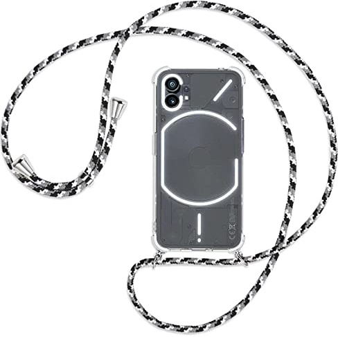 mtb more energy® Handykette kompatibel mit Nothing Phone (1) - Camouflage weiß - Smartphone Hülle zum Umhängen - Anti Shock Full TPU Case