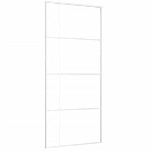 vidaXL Porte Coulissante Porte de Grange Porte d'Intérieur Système de Porte Maison Butée de Porte Verre ESG Dépoli et Aluminium 90x205 cm Blanc