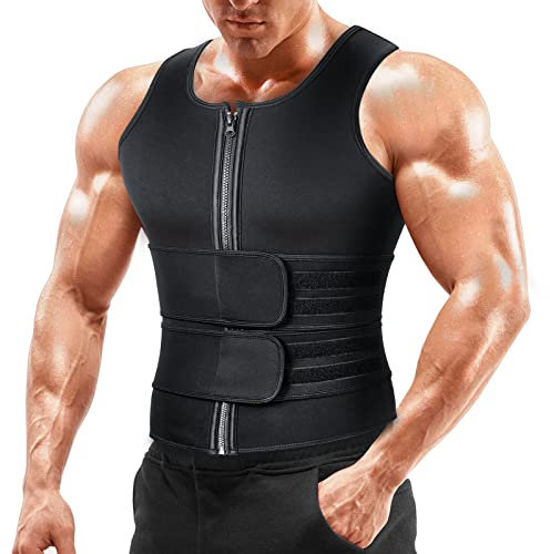 Gilet de Sudation Ceinture Amincissante pour Homme - Combinaison de Sudation avec Double Ceinture de Sudation pour Fitness Gaine Ventre Plat Sport Bruleur de Graisse Taille 2XL