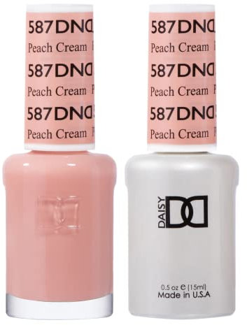 DND Gel Polish Set, Orange Collection, UV/LED Gel Polish and Air Dry Nail Lacquer, Matching Chip-Free Polish Duo, 587 Peach Cream, 0.5 Fl Oz
