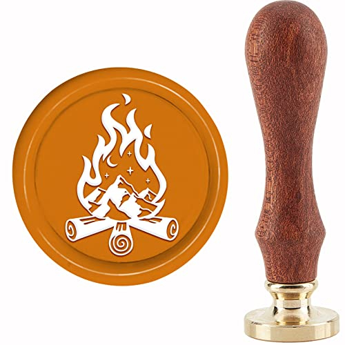 craspire Feuer Wachs Siegel Stempel Berg Siegellack Stempel 30 mm/1.18 Zoll Abnehmbarer Messingkopf Siegelstempel Mit Holzgriff Für Einladungen Karten Geschenkverpackung Dekoration