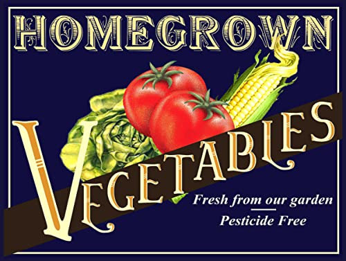 Homegrown Vegetables RETRO METAL TIN WALL PLAQUE SIGN NOVELTY GIFT Home Garden sign(150MM X 200MM (6 X 8)