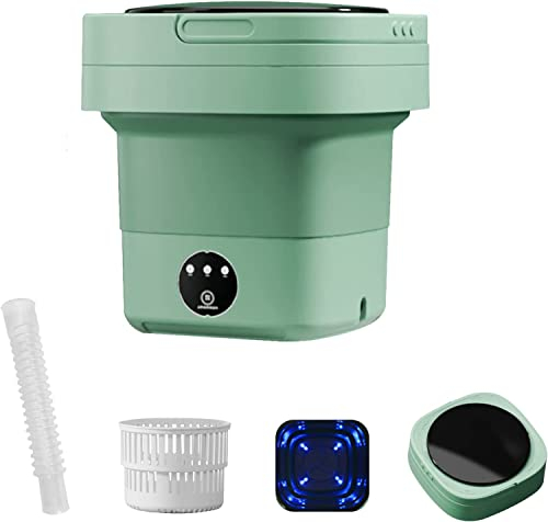 Portable Washing Machine Mini Foldable Washing Machine Blue Ray sterilization Automatic Washer with Spin Dryer For Washing Underwear (green)