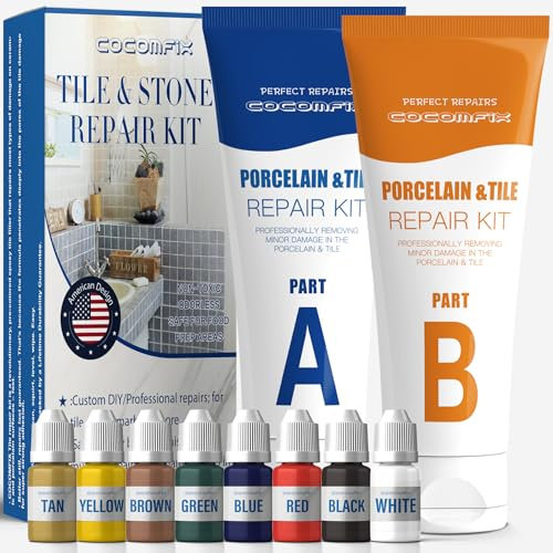 Tile Repair Kit, Ceramic Tile Repair Kit(Color Match), Porcelain Repair Kit with Super Strong Adhesion, Fix Porcelain Tile Chips, Cracks, Holes on Ceramic Tile, Porcelain, Acrylic, Fiberglass