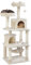Yaheetech Arbre à Chat 158 cm, Tour de Jeux pour Chat, avec 5 Poteaux à Griffer/2 Niches/2 Plate-Formes/1 Hamac Beige