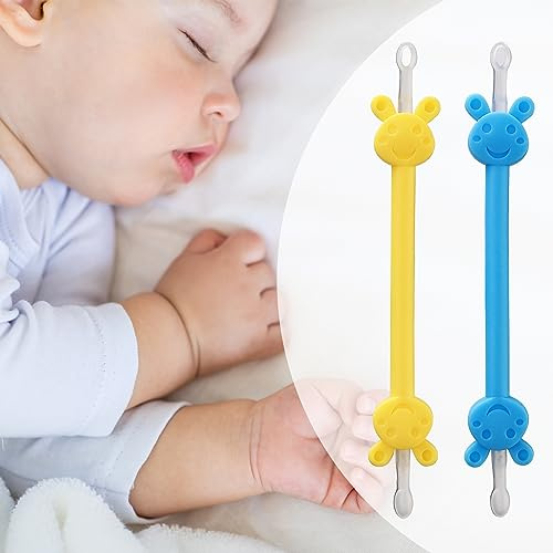 Lot de 2 nettoyeurs nasaux et d'oreilles – Outil de retrait du nez et du cérumen pour nourrissons et tout-petits (jaune et bleu)
