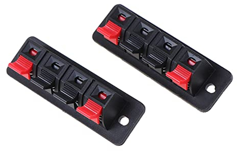 AANAN 2Pcs Plastic 4 Positions Connector Terminal Push In Jack Spring Load Audio Speaker Terminals Breadboard Clips