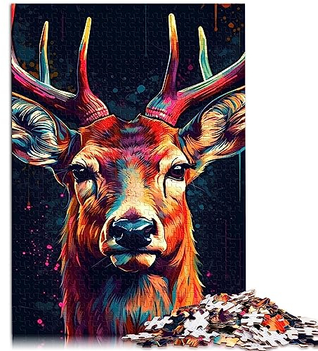 Puzzle für Erwachsene, Hirschtier Puzzle, 1000 Teile, für Erwachsene, Holzpuzzle für Erwachsene und Puzzle Angebot als Geschenk für die ganze Familie, 75 x 50 cm.