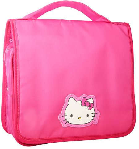 Hello Kitty Borsa da toilette da appendere, rosa, borsa per il trucco, licenza ufficiale Sanrio Travel, Beauty case