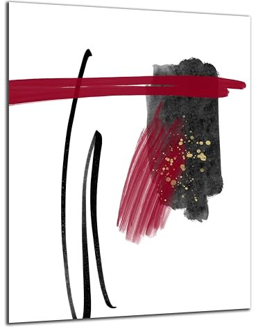 DARO Design - Wand-Bild 6mm HDF 84x56 cm Japan Japanische Kunst rot schwarz weiß Gold - Wand-Deko Bilder Wohnzimmer