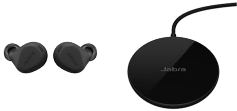 Jabra Elite 8 Active Wireless In-Ear Bluetooth Earbuds with Adaptive Hybrid Active Noise Cancellation and 6 built-in Microphones Black Wireless Charging Pad 5W, Qi Certified Black