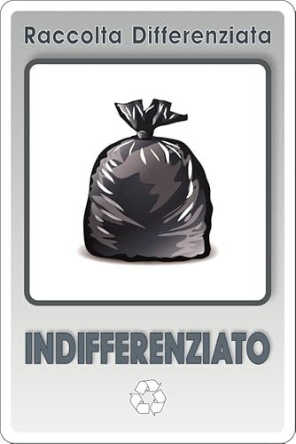 GLOBAL CARTELLO SEGNALETICO - RACCOLTA DIFFERENZIATA - INDIFFERENZIATO - Adesivo Extra Resistente, Pannello in Forex, Pannello In Alluminio (Adesivo, 30x42 cm)