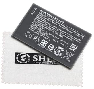Batteria per originale BL-4UL per Nokia 225,225 Dual SIM Asha 500 Asha 500 Dual SIM Asha 502 Dual SIM con Panno di Pulizia shlok