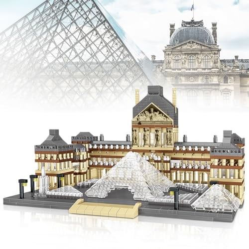 Finger Rock Architecture - Juego de construcción de arquitectura del Louvre de París, 3377 piezas, minibloques de sujeción, decoración del hogar y oficina, ideas de regalo para coleccionistas, hombres