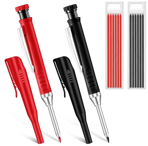 2 Pack Mechanical Carpenters Pencil Set with 14 Refills and 2 Sharpeners