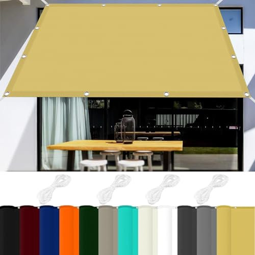 Sonnensegel Sonnenschutz Wasserdicht 0.6 x 5.5 m 98% UV Schutz Sonnensegel Terrassenüberdachung mit Ösen Und Kordel,PES Polyester für Garten Balkon Terrasse Camping, Creme Farben