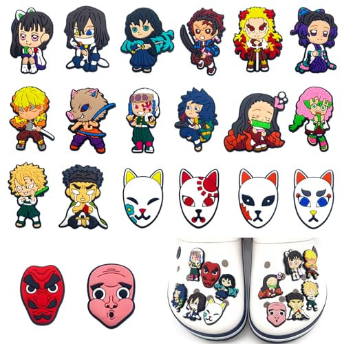 Demon Schuh Charms for Crocs, 20 PCS Demon Anstecker, PVC Anstecker Demon Kinder, Demon Stecker Set, Demon Schuhanstecker, Demon Pins, Demon Schuh-Dekoration für Kinder