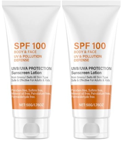 2 Stück Sonnenmilch Lsf 100, Sonnenschutzcreme Lsf 100, Gesichtssonnenschutz 100 Schutzfaktor, Sonnencreme Sport Sonnenlotion, Gesichtssonnencreme Mit UVA/UVB Schutz, Sonnenschutz Für Gesicht Körper