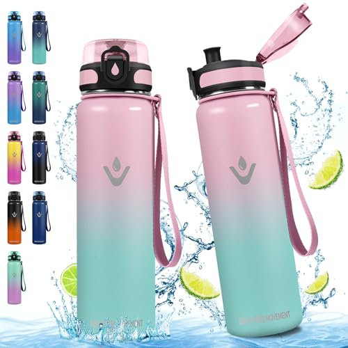 Vikaster Gourde Isotherme, 500ml sans BPA, Bouteille Isotherme, Anti-Fuite, Gourde Inox, Réutilisable, Gourde Enfant Inox pour Enfant, Adultes, Sport, École