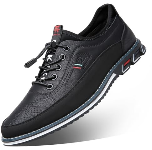 Zapatos de Vestir de Cuero cómodos Oxford Informales para Hombre con Cordones Mocasines de Oficina de Moda para Caminar en el Trabajo de Negocios Masculino