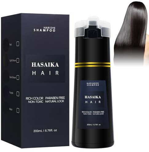 HASAIKA® Shampoo per capelli colorati, Shampoo istantaneo alle erbe per capelli neri da uomo e da donna, Shampoo nero naturale, facile da usare, Shampoo nero a lunga durata 200 ml (Nero)