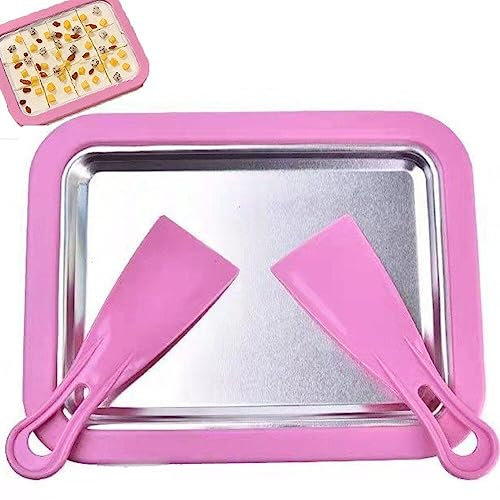 Glixoft Placa para Hacer Helados De Acero Inoxidable, Máquina De Yogur, Fritos, Sartén Doméstica, Bandeja De Hielo Frito para Crema Casera