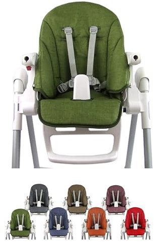 Ersatzbezug Sitzkissen [Bezug für Hochstuhl] kompatibel mit Peg Perego Prima Pappa ZERO3 & SIESTA (meliert grün)