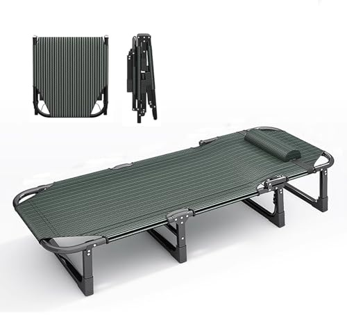 Klappbett Campingbett Tragfähigkeit 250kg 4-stufige Verstellung Der Rückenlehne, Leichte Campingliege Breite 75 cm, für Erwachsene Garten Camping Reisen