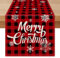 Vorysum Tischläufer Weihnachten Weihnachts Tischläufer Rot 33x183 cm Modern Leinen Geometrisch Gitter Weihnachtstischdecken Tischband Für Weihnachtsdeko Winter Tisch Rustikal Tischläufer (Rot)