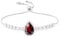 Linawe Rot Armband Damen Silber Armbänder Tennisarmband Damenarmband, Granat Edelstein Diamant Kristall Geburtsstein Armband Set, Armkette Damen Handkette Jewelry Modeschmuck