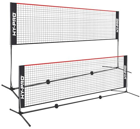 Hy-Pro Red de altura ajustable: 3-5.2 pies de altura, 3 m de ancho, versátil bádminton, voleibol, pickleball, red de tenis con diseño portátil, marco duradero, instalación rápida, para niños y adultos