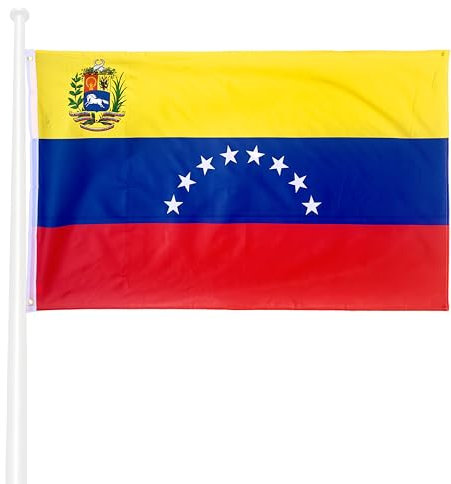 KliKil Bandiera del Venezuela di grandi dimensioni 150 x 90 cm con 2 occhielli metallici per un facile montaggio, stampa durevole resistente ai raggi UV e vento leggero - Bandiera decorativa ufficiale