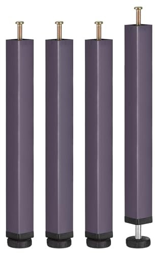 Uxcell 4pcs 11.81-12.6 Adjustable Height Bed Frame Support Legs, Metal Furniture Legs Replacement, Bed Rail Support Center Frame Slat Feet Risers, Grey