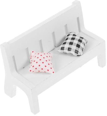 UPKOCH Miniatur-gartenbank-Set Weißer Holzstuhl Kleiner Verandastuhl Figur Dekoratives Landschaftsornament