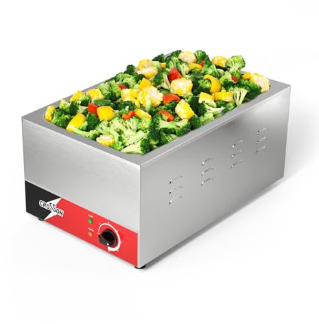 CROSSON Gastronorm Bain Marie, Profi Gastro Speisewärmer passend für (GN) 1/1 Gastronorm Behälter, Wasserbad Temperatur einstellbar von 35-85 °C,keine GN-Pfanne im Lieferumfang enthalten