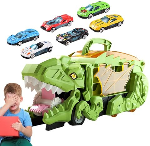 Transport-Dinosaurier-LKW,Dinosaurier-LKW-Spielzeug - Dinosaurier fressendes Auto-Cartoon-Spielzeug mit Griff - Transportträger-LKW, LKW-Autospielzeug, doppelseitiges Aufbewahrungs-Dinosaurierspielzeu