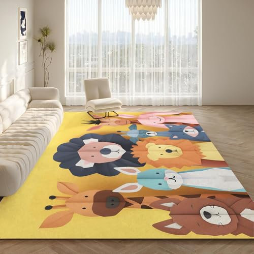 NAWVNMI Kinderzimmerteppich Antirutsch - Waschbar bis 30 Grad - Lustige Tiere - Kurzflor Kinderteppich Teppich für Kinderzimmer - Origami-Tiere - Teppiche Junge Mädchen 120 x 180 cm
