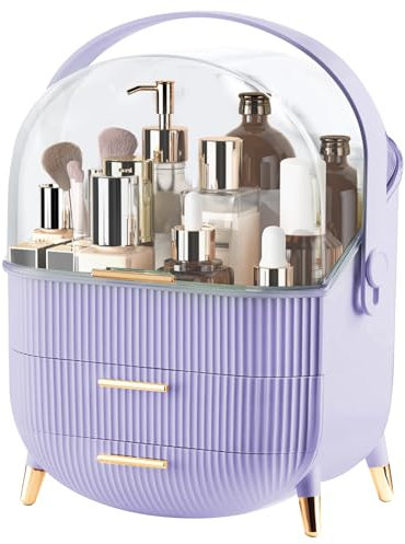 Makeup Organiser Storage, Skincare Organiser Drawers Beauty Holder Cosmetic Organisers for Bathroom, DressingTable Organiser Dustproof Waterproof (Light Purple)