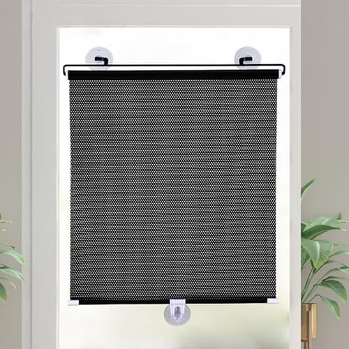 Sonnenschutzrollo, Thermo-Verdunkelungsrollo,Saugnäpfen temporäre Sichtschutzrollos, einziehbare, tragbare Vorhänge, für Zuhause, Badezimmer, Büro,Dachfenster Roll für Auto