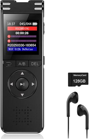 128GB Digital Voice Recorder with Playback Upgraded Voice Activated Recording with Premium Noise Reduction Dictaphone Device Perfect for Lectures Meetings Interviews