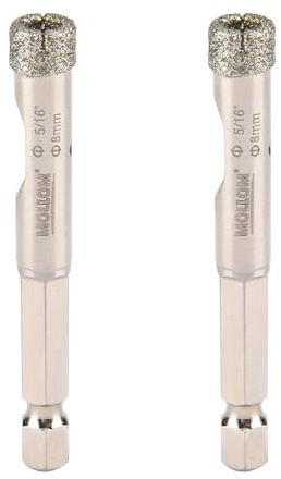 MOLLOM 5/16 (8mm) 2 Unidades Sierra de Corona Diamantada | Sierra copa para baldosas, corte preciso en gres porcelánico, cerámica, mármol y granito