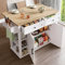 Cayipng Carro de Cocina, Isla de Cocina móvil con encimera abatible, toallero y especiero, Carrito de Comedor con 2 cajones y Almacenamiento, Blanco