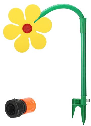 Crazy Daisy Sprinkler, Funny Garden Water Sprinkler with 1/2'' Adapter, 720° Rotating Sunflower Sprinkler for Yard, Lawn & Garden Irrigation (Yellow)