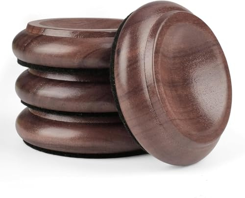 4 Pcs Solid Wood Upright Piano Caster Cups,Furniture Caster Cups,HilerPunk Sofas Beds Chairs Wheel Caster Cups Pads,with NoHPn-Slip & Anti-Noise Felt Pads,for Hardwood Floor Protectors (Walnut Color)